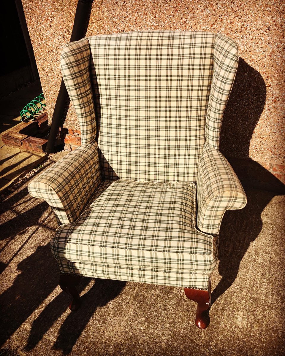 Recently recovered this wing chair in a gold crushed velvet 
#create #loveupholstery