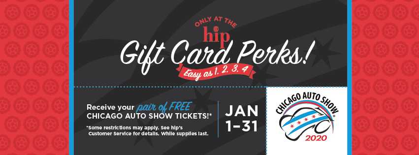 shoptheHIP's tweet photo. Receive a PAIR of FREE TICKETS to The Chicago Auto Show @chiautoshow with purchase of a $150 hip gift card.
Visit hip customer service in it's temporary location next to Fannie May for details. #shophip #HarlemIrvingPlaza #ChicagoAutoShow https://t.co/8qkdBEsfba