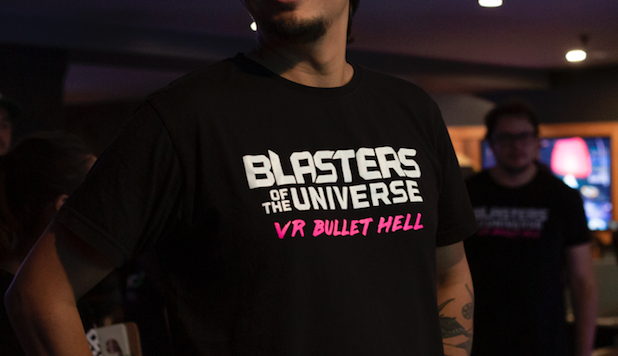 BlastersVR's tweet photo. @Marcus_INVR Happy New Year and CONGRATULATIONS! 💥💥💥

You're the winner of a limited edition #BlastersVR t-shirt &amp; #steam key! DM us your contact info! https://t.co/JhLxqM58LS