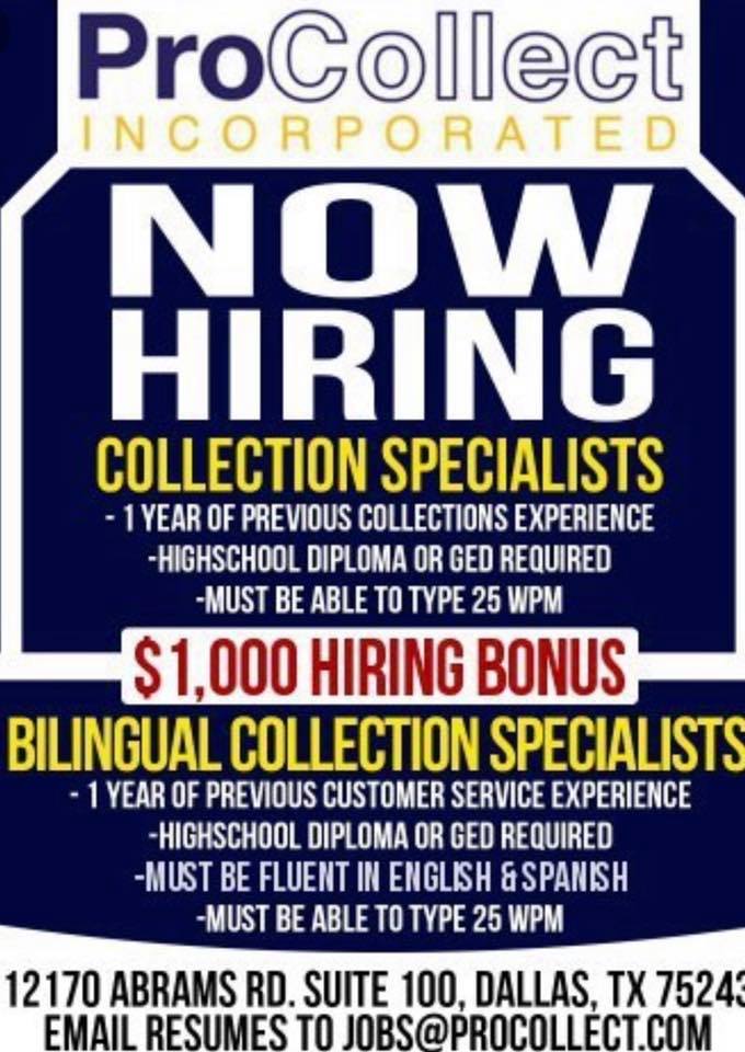 ProCollect_Jobs's tweet image. Start your new career in the collection industry today!!!
(214) 341-7788