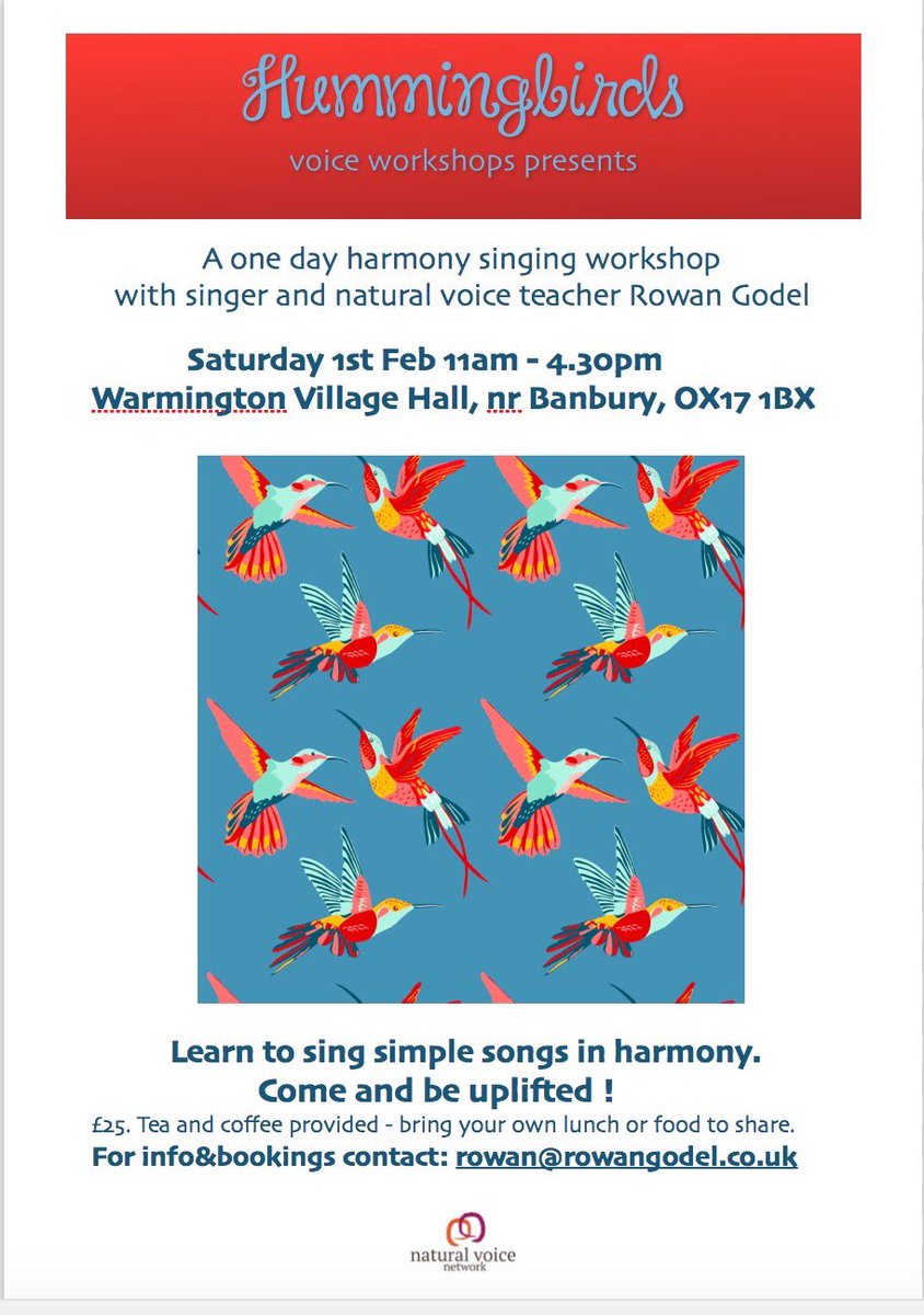 Chase away those January blues! Uplifting harmony singing for all - Sat 1st Feb 2020 #Warmington #communtiysinging #communitychoir #naturalvoicenetwork #singforfun #harmonysinging #singingworkshop #banbury #warwickshire #oxfordshire