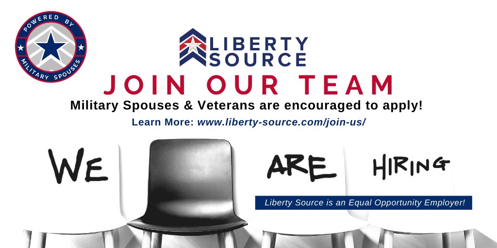 LibertySourceUS's tweet photo. We're Hiring! We are dedicated to provide long-term sustainable careers for #militaryspouses &amp; #veterans. Check out our open roles! https://t.co/SuT2uh5wHg https://t.co/m4SJESzUwk