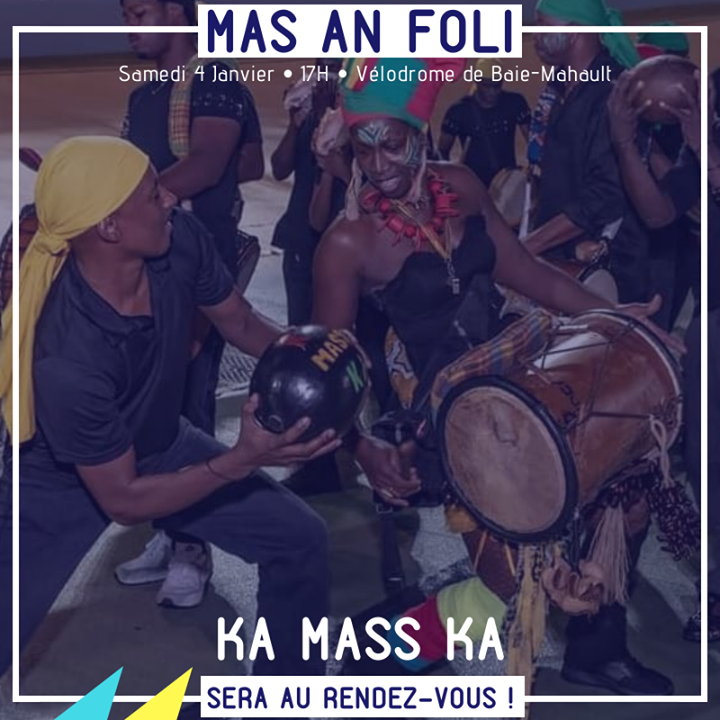 masanfoli's tweet photo. #MasAnFoli | KA MASS KA sera au rendez-vous du MAS AN FOLI, l'ouverture du Carnaval des îles de Guadeloupe ! Vous aussi, venez nombreux vivre le show préparé par le gwoup a po de Ville Lamentin Guadeloupe 🎭
_______________
📍Samedi 4 Janvier 2020, 17H… https://t.co/pDz5rhnaNu https://t.co/w755byBZB5