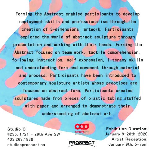 STUDIO C (@studiocprospect) on Twitter photo Youโre invited! โForming The Abstractโ upcycled art exhibition in the Studio C Gallery Jan 9-28| Artist Reception Jan 9, 5-7pm | <a href="/cspaceprojects/">cSPACE Projects</a> <a href="/ProspectEmploy/">Prospect Human Services</a>
#abstractart #upcycled #art #yycarts #gallery #yyc #calgary #disabilityart #climatechange #collaboration #project Youโre invited! โForming The Abstractโ upcycled art exhibition in the Studio C Gallery Jan 9-28| Artist Reception Jan 9, 5-7pm | <a href="/cspaceprojects/">cSPACE Projects</a> <a href="/ProspectEmploy/">Prospect Human Services</a>
#abstractart #upcycled #art #yycarts #gallery #yyc #calgary #disabilityart #climatechange #collaboration #project