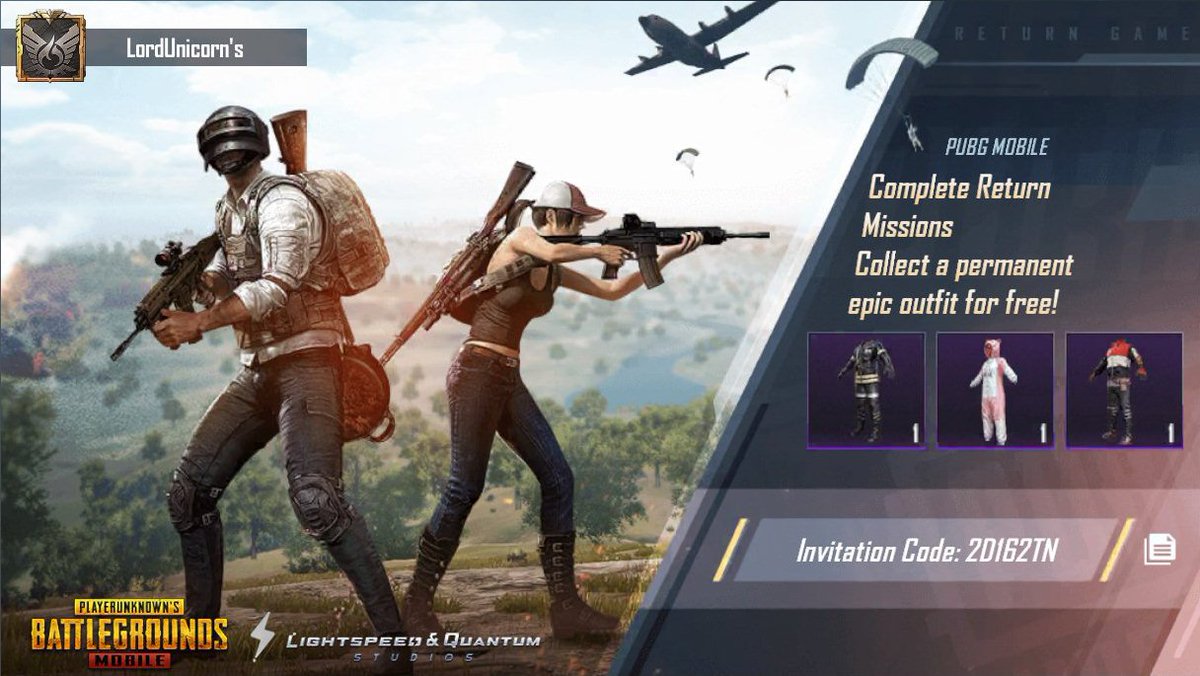 Horrypurnama's tweet photo. 完成【PUBG MOBILE】回归任务，免费领史诗级永久套装！我的邀请码：2D162TN https://t.co/Lnk5b1tBt5 https://t.co/7ir6CwU5JB