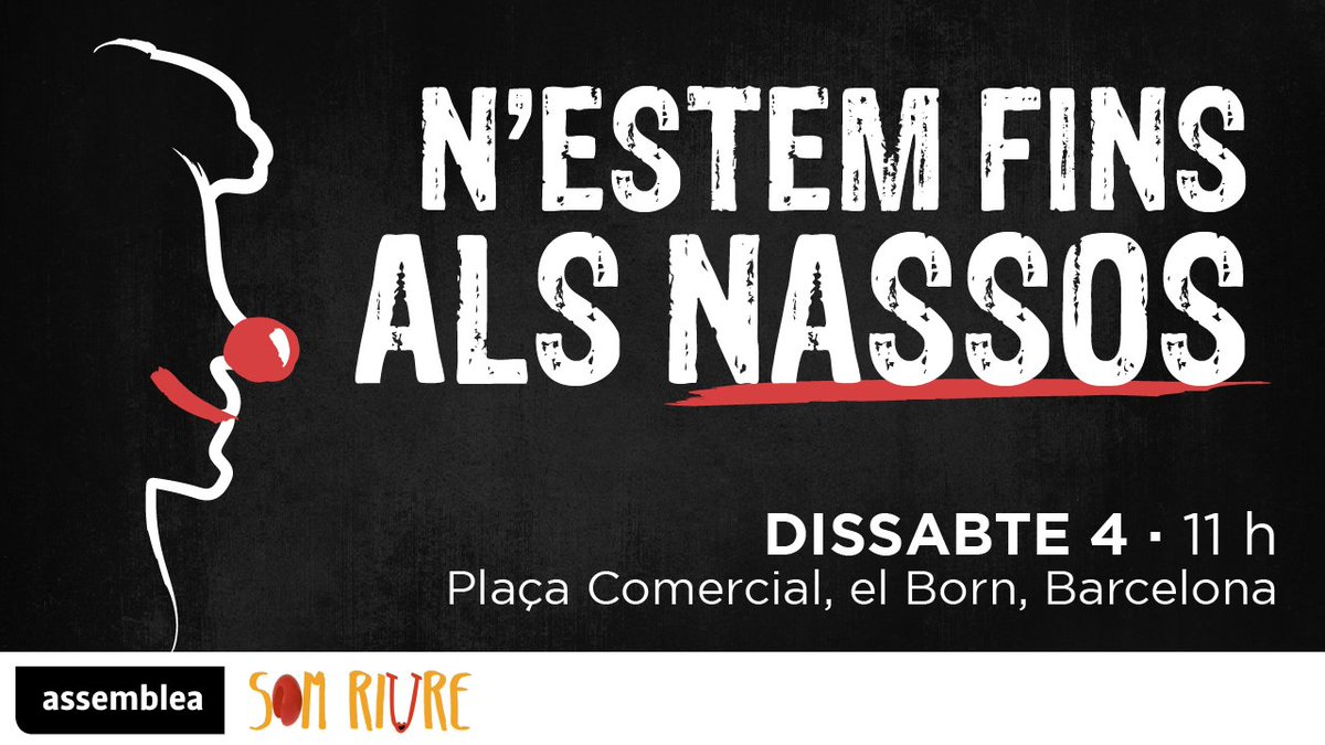 assemblea's tweet photo. ⬛️⬜️📢 Tu també n'estàs fins als nassos? Aquest dissabte, 4 de gener, t'animem a participar en l'acció que tenen preparada els companys de #SomRiure. Nosaltres hi serem!

🗓️ Dissabte 4 de gener
🕘 11 h
📍 Plaça Comercial, el Born, Barcelona

#ObjectiuIndependència https://t.co/SRgF9Uze2z