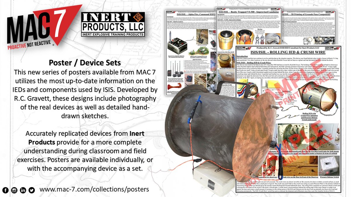 mac7training's tweet image. Start 2020 by reinvigorating your classroom training capabilities. Poster &amp;amp; Device sets by MAC 7 &amp;amp; Inert Products, LLC are a great way to bridge the learning gap. Visit lnkd.in/ePZUiKW for more information and to view the series.
#realistictrainingsaveslives
#cied #eod