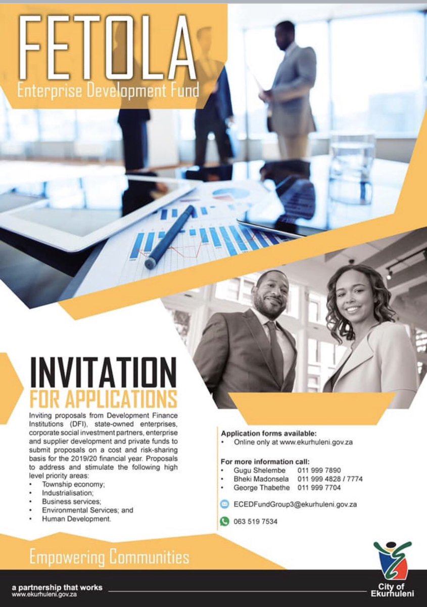 mzwandileMasina's tweet photo. R350 million funding opportunity for SMMEs availble please apply @City_Ekurhuleni https://t.co/kxG9HPxA3l