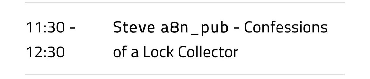 a8n_pub's tweet image. So, it looks like I’ve been writing the wrong talk for @BSidesLeeds. ;-p #memoryerror Better get on and write the right one... 

In other news, if anyone wants a talk on lever locks (history, design, attacks), let me know - as I’ve conveniently got one half written now... ;-D