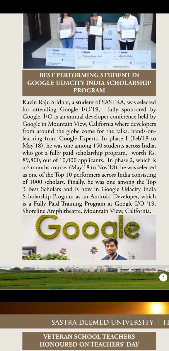 kavinrajuS's tweet photo. Got #Featured in my college's official News Letter, #ITIHAS. Thanks to everyone who supported me in one way or the other.
@SastraUniv @GoogleIndia @Google @googleio @udacity @akshtjn
Link - https://t.co/PEInR3xILL
#googleio #googleio19 #sastra #sastrauniversity #proud #udacity https://t.co/jpvE5g6z1r