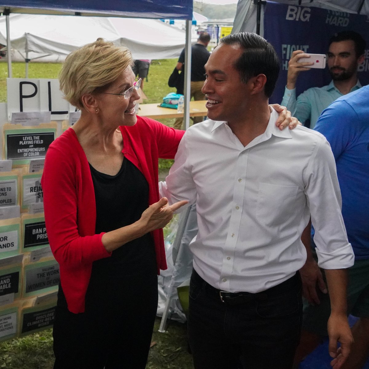 Elizabeth Warren and Julián Castro.