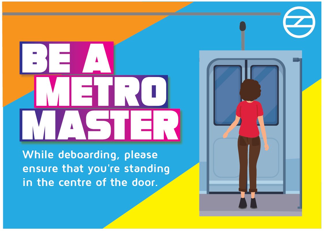 OfficialDMRC's tweet photo. While deboarding, please ensure that you're standing in the centre of the door. #MetroMaster https://t.co/43a31YxALO