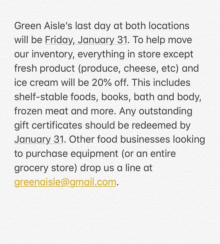 billy_penn's tweet photo. After a decade in South Philly, @GreenAisle Grocery is closing at the end of January https://t.co/bcdDUze3aE https://t.co/AQKqdkZRWM
