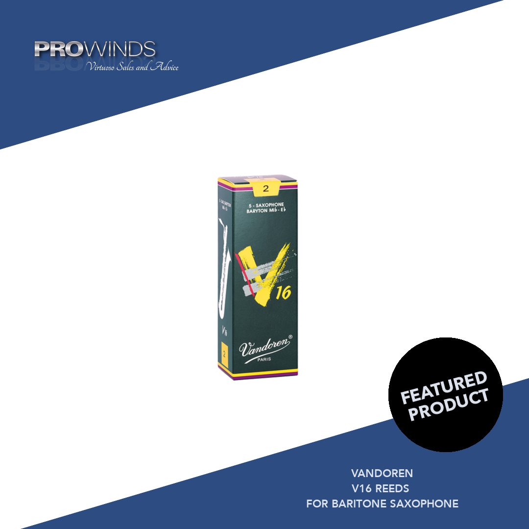 The Vandoren V16 reeds have a medium-thick heart (more than JAVA but less than Traditionals), with a profile designed for producing a strong attack with a deep, rich sound. Get yours now! ow.ly/Tocn50xJmjc

#Prowinds #Vandoren #reeds #saxophone