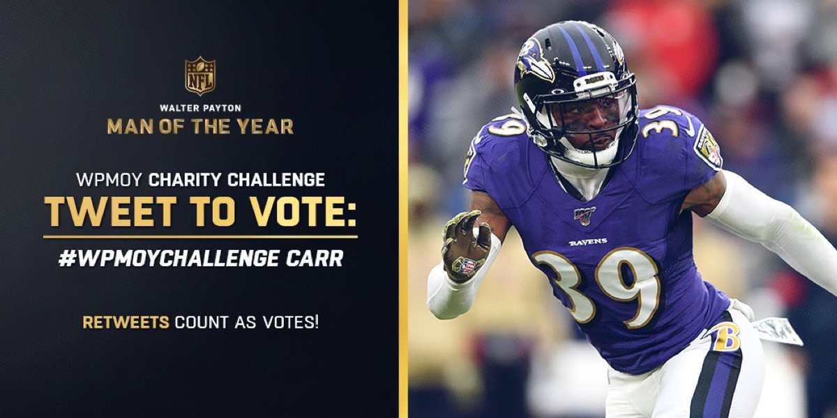 Please RT #RavensFlock &amp; help <a href="/BCarr39/">Brandon Carr</a> win $25K for <a href="/CarrCares/">CarrCaresFoundation</a>  
#WPMOYChallenge  Carr
#WPMOYChallenge  Carr
#WPMOYChallenge  Carr
#WPMOYChallenge  Carr
#WPMOYChallenge  Carr
#WPMOYChallenge  Carr
#WPMOYChallenge  Carr
#WPMOYChallenge  Carr
#WPMOYChallenge  Carr
2776