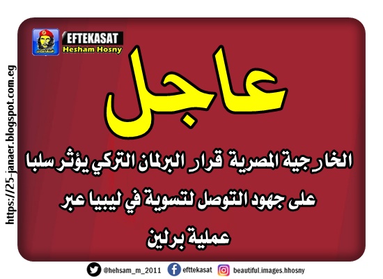 الخارجية المصرية قرار البرلمان التركي يؤثر سلبا على جهود التوصل لتسوية في ليبيا عبر عملية برلين