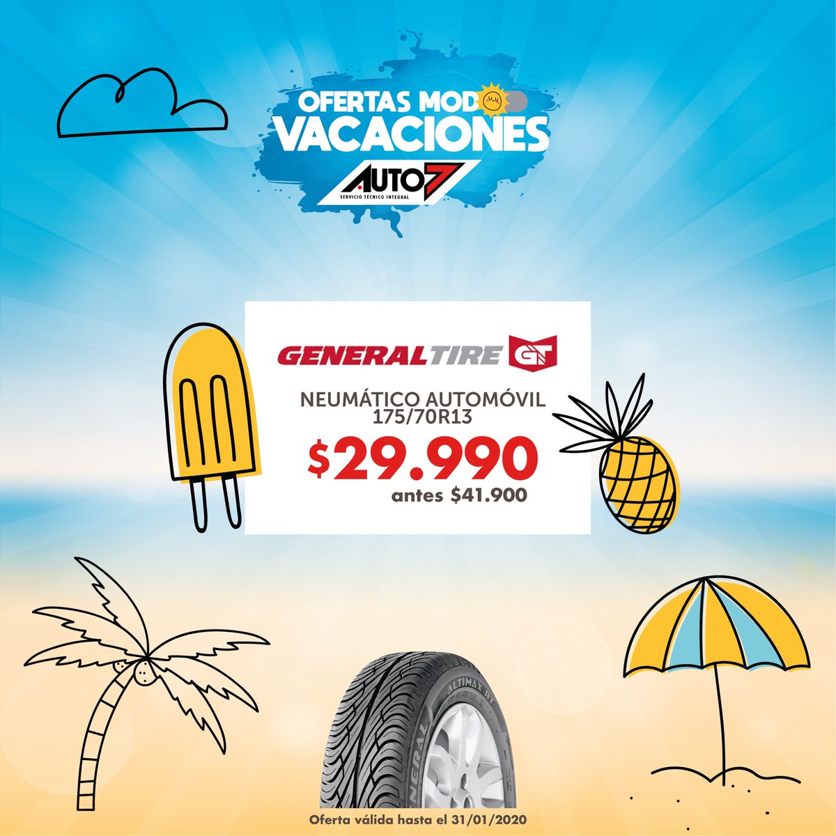Auto7_Chillan's tweet image. 🏄‍♂️¡Este año salimos con todo!, con o sin modo vacaciones, las ofertas de #Auto7 nos acompañarán durante todo el mes. Aprovecha nuestros precios increíbles en neumáticos, ¡¡¡Hasta agotar stock!!!🚗