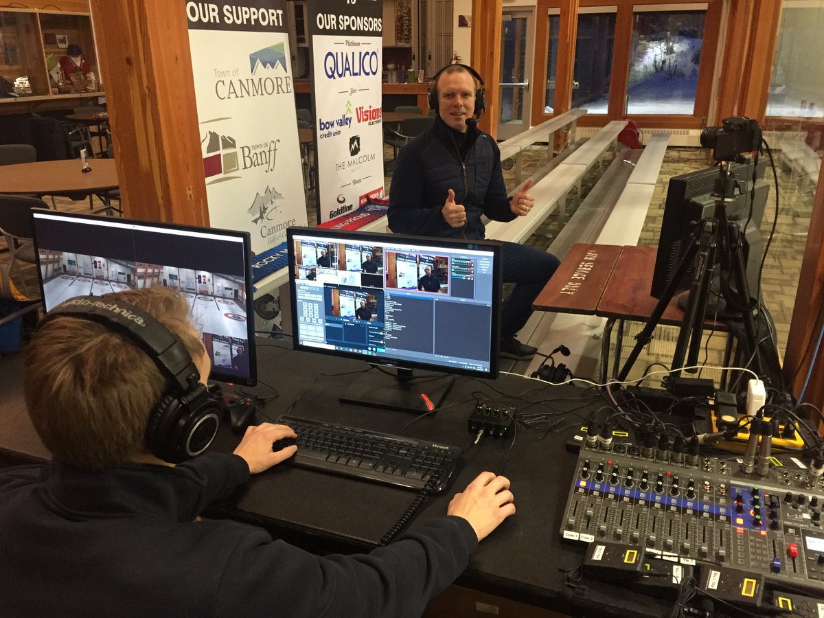 MountainCurling's tweet photo. Livestream and production ready! For all the details on how to watch, visit https://t.co/E77b2WzJgi! @qualicoyyc @QCWinnipeg  @cbcsports @worldcurling @worldcurltour @worldcurling @worldcurlingtour #QMDC #banff #canmore #alberta #curling #goodcurling https://t.co/YrbYJsD1Ah