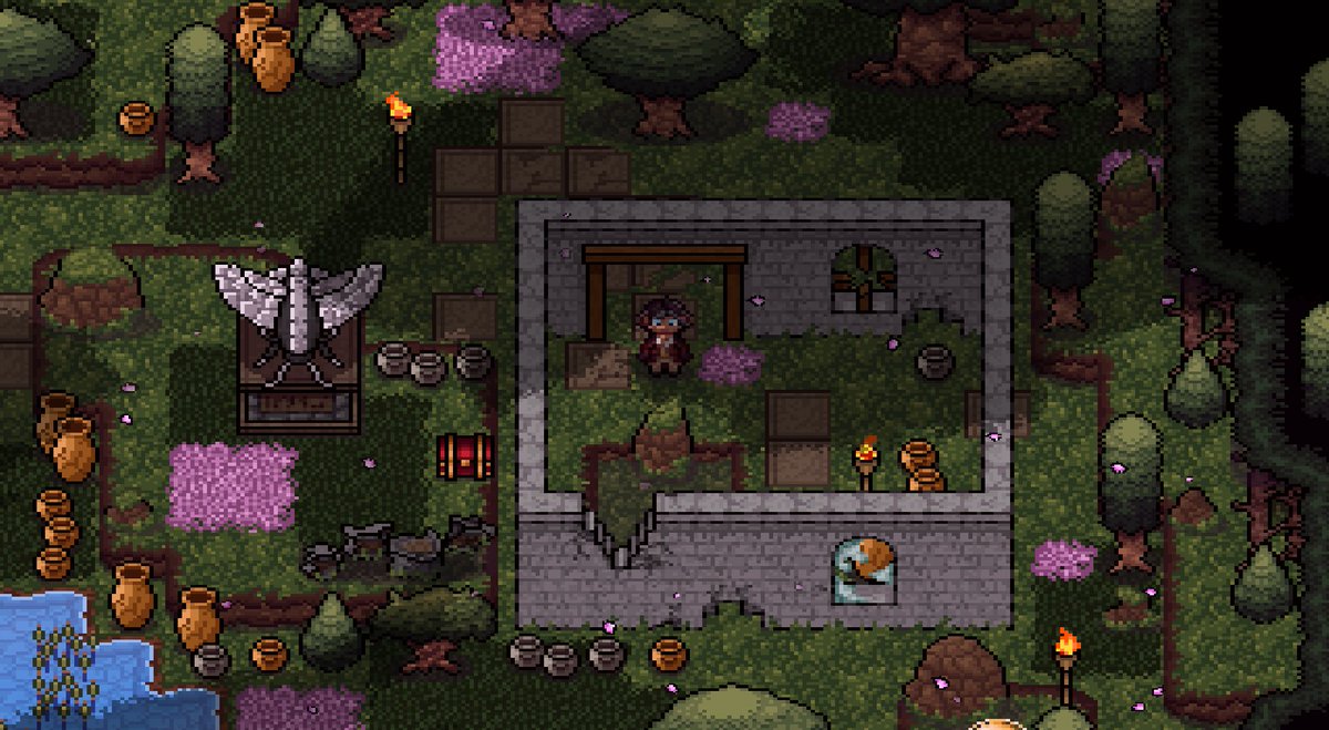TNB_Development's tweet photo. Perhaps I was too trigger happy when I posted the previous screenshot. So, let me ask again, who is in the mood to explore some forest ruins? 

#pixelart #indiedev #rpgmaker #thenovabloodline https://t.co/RLKFvMjFNU