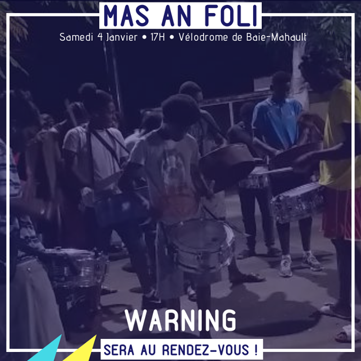 masanfoli's tweet photo. #MasAnFoli | Tout nouveau dans la grande famille du Carnaval de Guadeloupe, le Groupe Warning sera au rendez-vous du MAS AN FOLI ! Venez nombreux découvrir cette association de la Ville de Sainte-Rose 971. 
______________________________
📍Samedi 4 Ja… https://t.co/pDz5rhnaNu https://t.co/YE0U5HMRzb