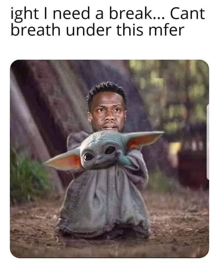 AlexisZielke's tweet photo. #KevinHart #babyyoda baby yoda, is he? https://t.co/e2yk8GbxBg