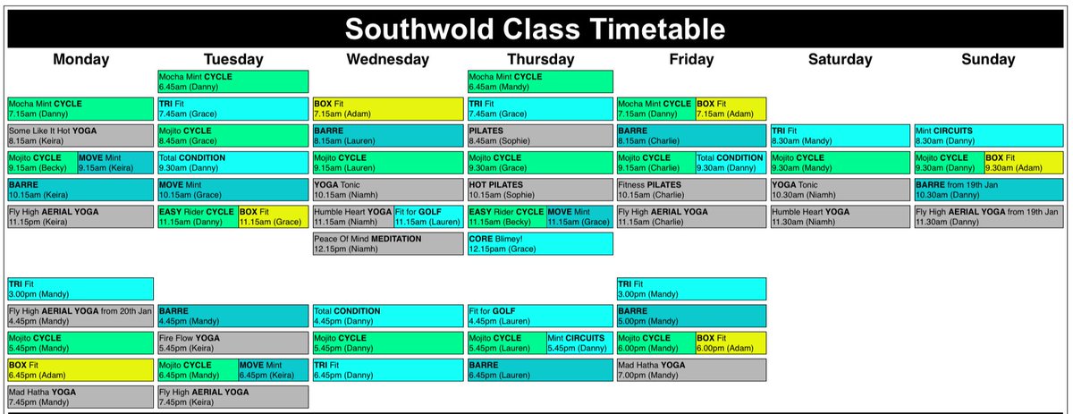 Happy New Year!  Our all-singing, all-dancing new class timetables are now online - better get booking, places are already filling up quickly!  Plus, more personal training availability, Live Mic CYCLE dates and our article in the EADT - mailchi.mp/d329cadf7651/n…