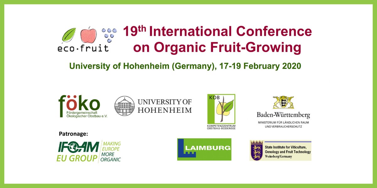 OrganicsEurope's tweet photo. Are you a researcher or consultant working on #organic #FruitGrowing? The 19th #EcofruitConference, on 17-19/02/2020 at @UniHohenheim, might be the right place for you! Read more and register at 👉https://t.co/H15eRI1Ah1 👈  
#OrganicFarming #OrganicResearch https://t.co/1YoDxU3RZM