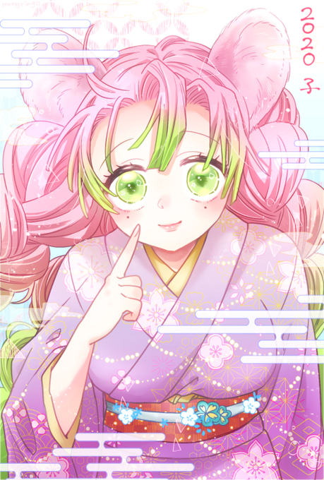 りんごさんがTwitterに投稿した甘露寺蜜璃(鬼滅の刃)のイラスト。