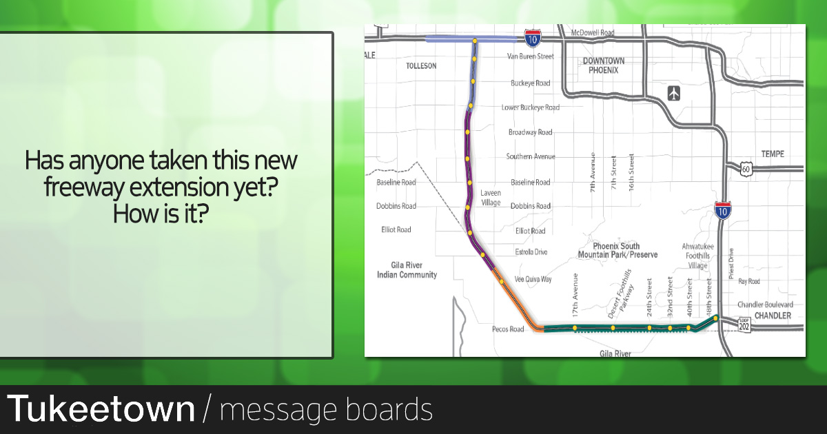 Tukeetown's tweet photo. Tukeetown message boards - Freeway opens, officials cheer Join the conversation with others in #Ahwatukee. #tukeetown #202expansion #phoenix https://t.co/8Q0nnTvtZg https://t.co/v7TJ1GLrfZ