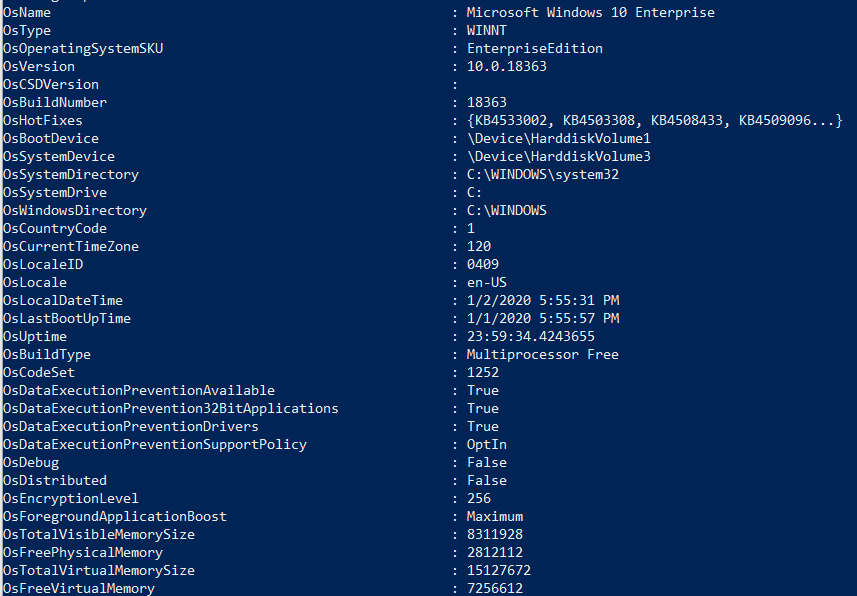 Get-Computerinfo is maybe the best &amp; easiest way to get detailed info (incl. BIOS, OS, hw) from a PC. Works fine even without admin rights. Would've been nice to learn about this earlier...