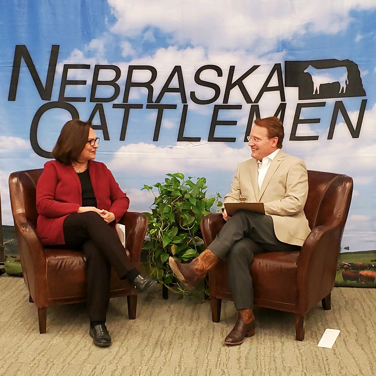 NECattlemen's tweet photo. @SenatorFischer joining us in Linclln today talking #nebraskaAg and the #RealMeatAct. Stay tuned for the entire interview. https://t.co/QBxr51RN1u