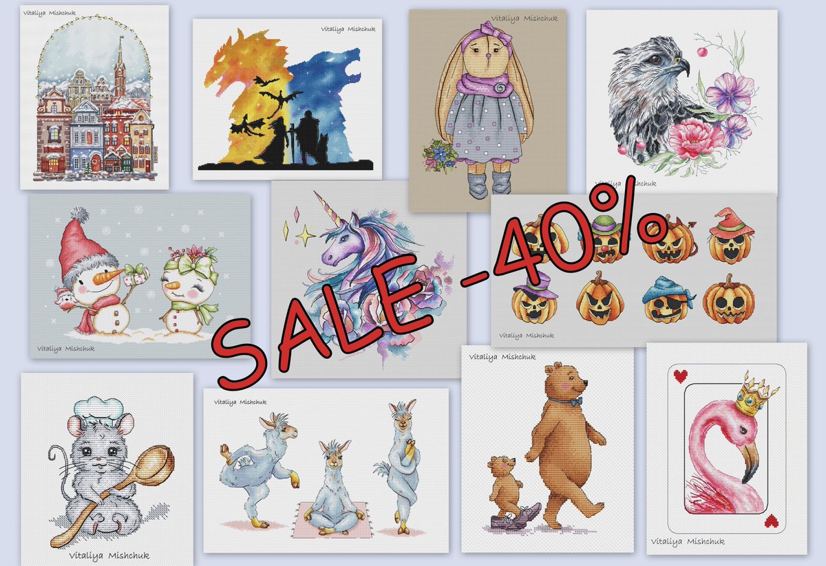 The Christmas holidays are over. Therefore, you can start your favorite work of the cross stitch.😊❄️🎄

Now I suggest you buy my patterns at a 40% discount.🎁🎈

I am very pleased that you will be able to buy your favorite pattern at a good price. 😊🌹etsy.com/shop/CrossStit…