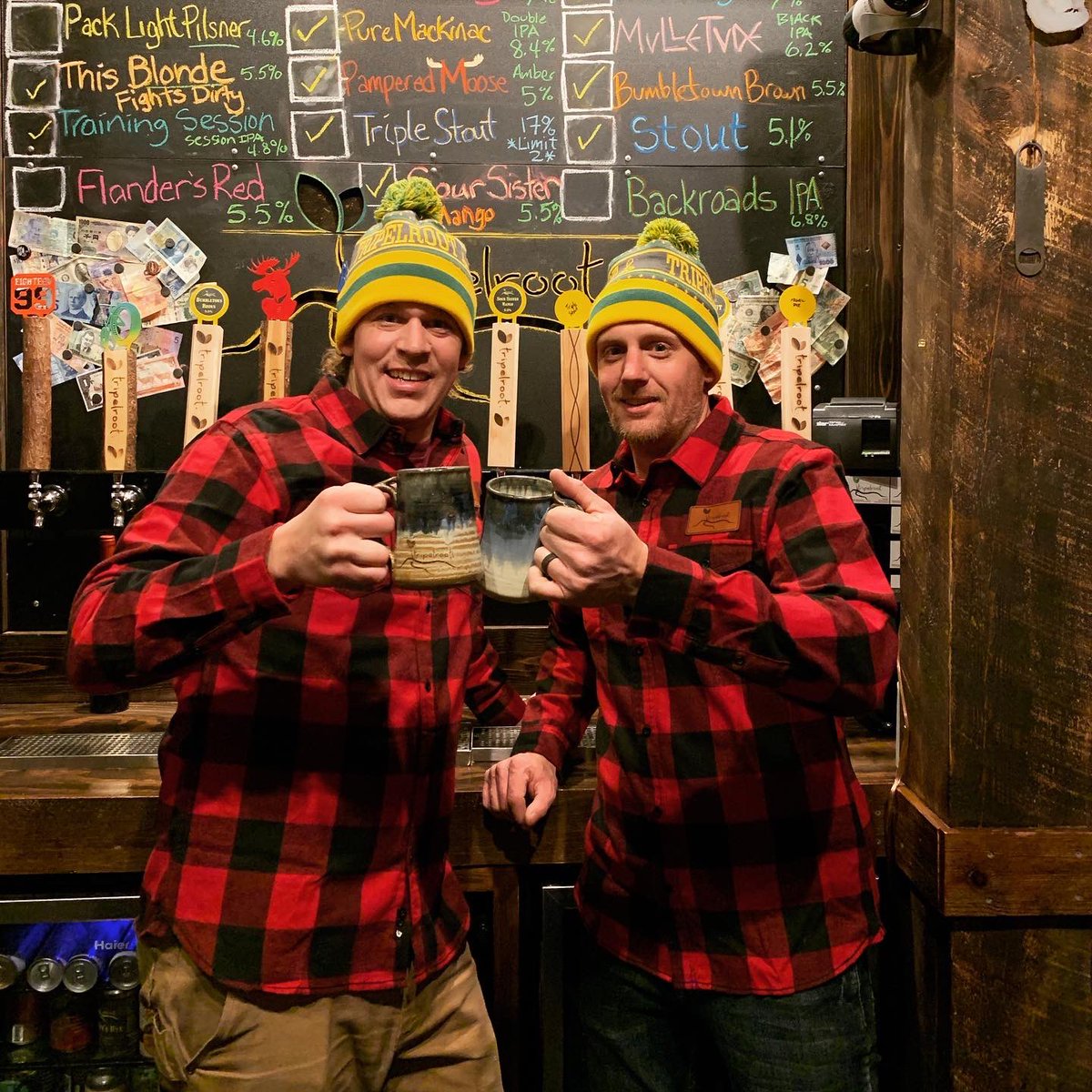 tripelroot's tweet photo. New Year, New Merch!!! Stop by to snag one of our new flannels & a pom hat! Hey, Mug Clubbers—new mugs are here too, so stop by and test yours out! #buffaloplaid #newmerch #newmugs #handcrafted #shoplocal #flannelseason #wintergear #tripelroot #newyear https://t.co/VW1JAZqO67