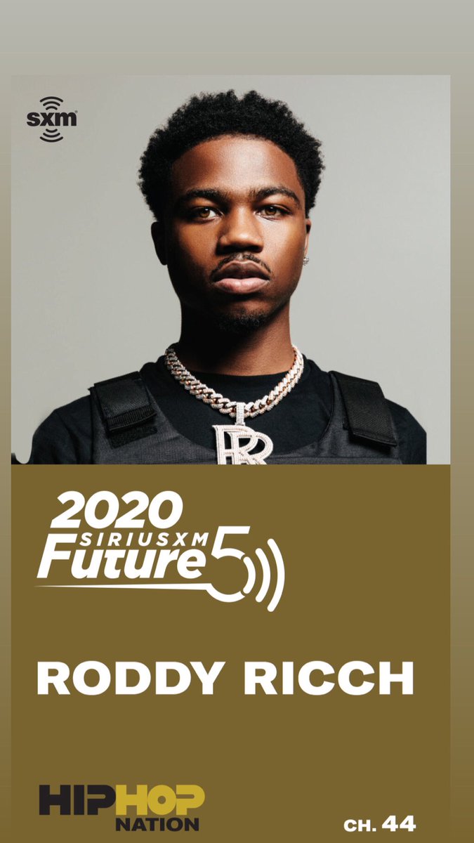 HipHopNation's tweet photo. Our choice for artist to watch in 2020 is @RoddyRicch #FutureFive #HipHopNation @siriusxm https://t.co/P8I63t61D5