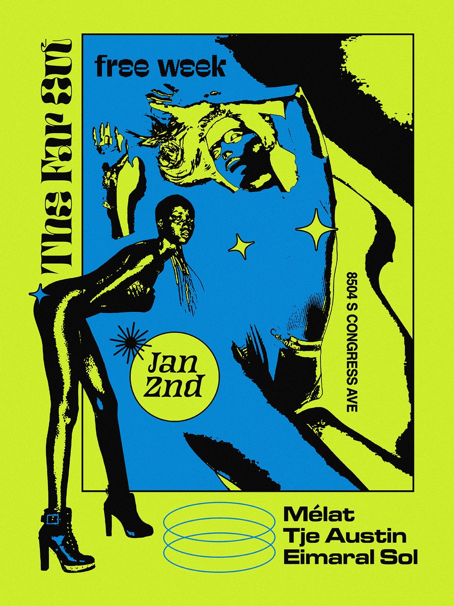 TheFarOutLounge's tweet photo. Far Out Free Week tonight! Join us for some Austin soul and R&B with Mélat at 11pm, Tje Austin at 10pm, and Eimaral Sol at 9pm. All ages are welcome! #freeweek #freeweekaustin
https://t.co/UZgL98dphl https://t.co/7z0RgdmGLx