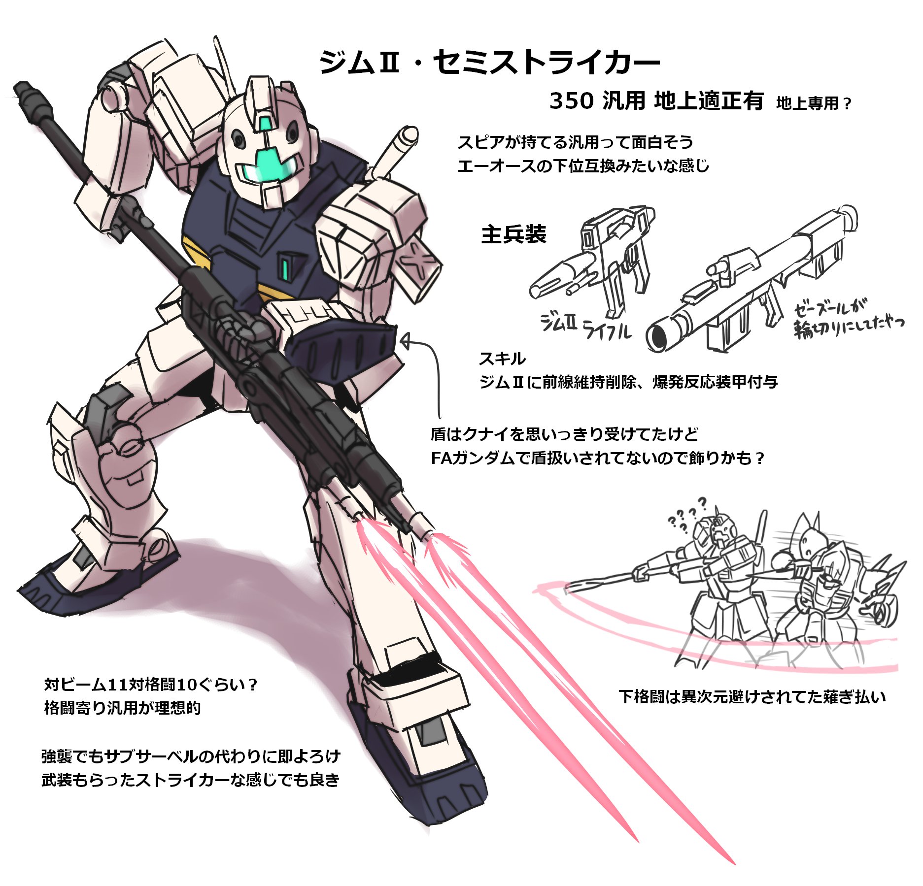 تويتر しらとり 絵描きのはず على تويتر 勝手に機体妄想 ジム セミストライカー編 バトオペ2 T Co Eoavvuerit