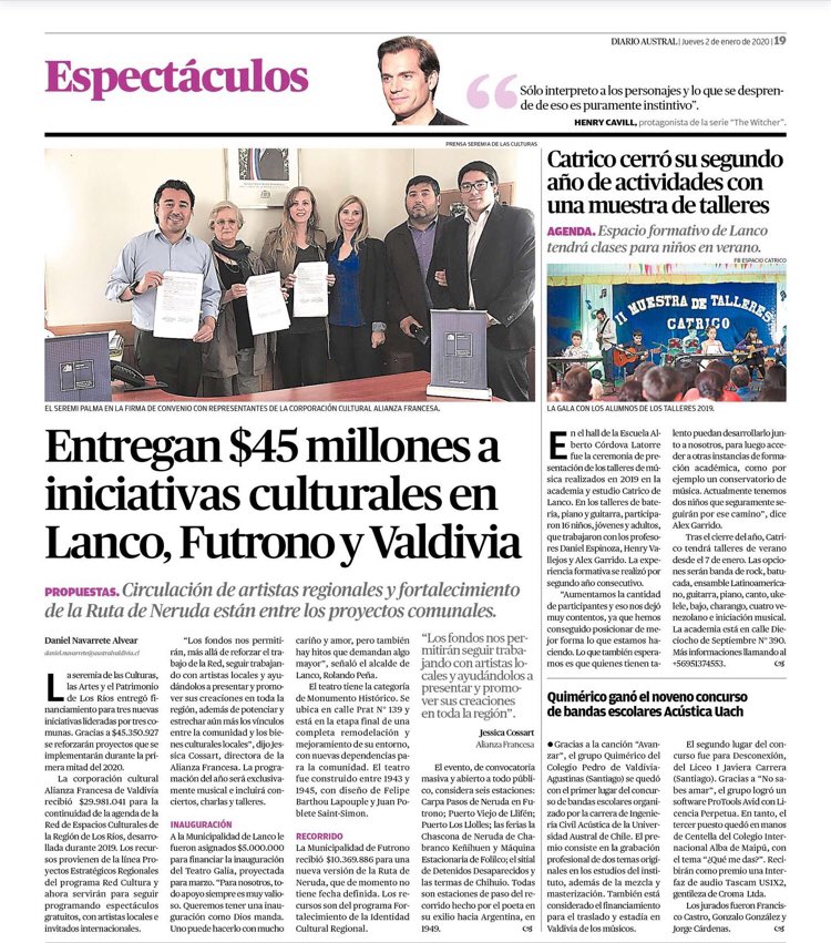 AFVALDIVIA's tweet photo. Felices de empezar así el nuevo año 🤩 Financiamiento #2020 de @culturas_cl para la @RedEspaciosCult 
👉🏻Atentos a la programación que será anunciada próximamente #valdivia @culturaslosrios https://t.co/7XH1HOzKzf