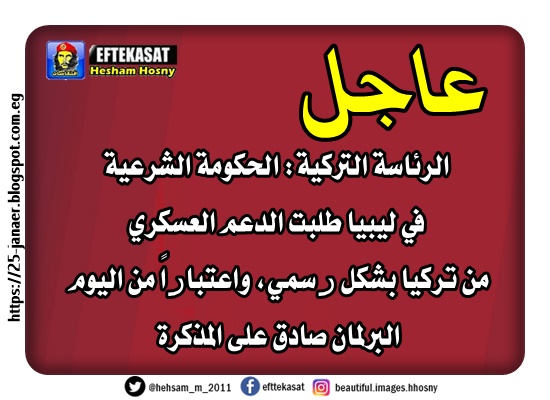 الرئاسة التركية: الحكومة الشرعية في ليبيا طلبت الدعم العسكري من تركيا بشكل رسمي، واعتباراً من اليوم البرلمان صادق على المذكرة
