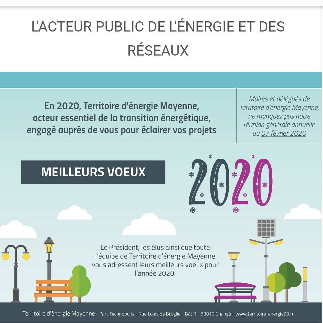 RichardCHAMARET's tweet photo. "En 2020, @te_Mayenne, acteur essentiel de la #TransitionEnergetique, engagé auprès de vous pour éclairer vos projets."
#Meilleursvoeux2020
#Biomethane #EnRA53 #colterr https://t.co/QQjmTfUgi0