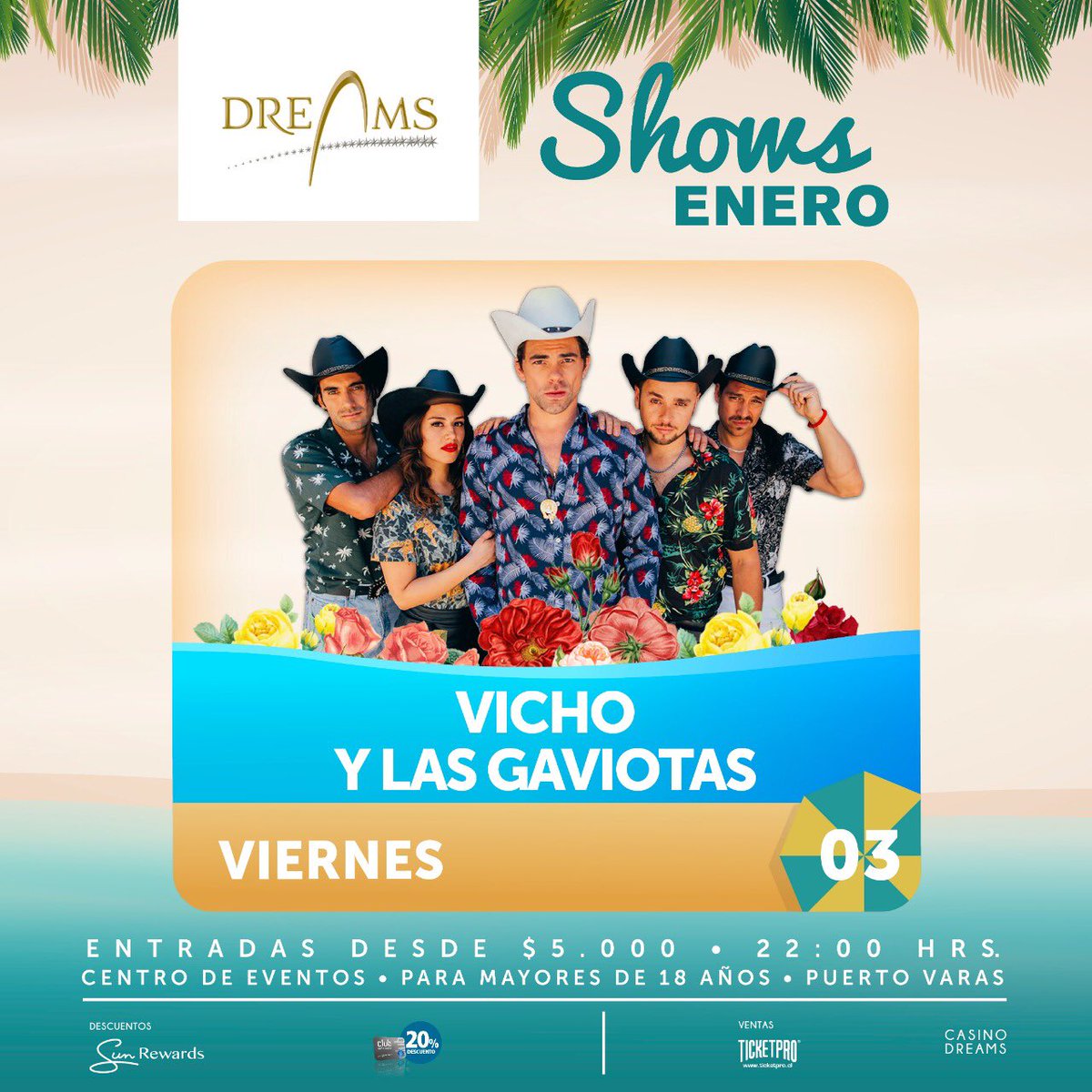 Este viernes en #PuertoVaras estaremos en el casino #DreamsPuertoVaras, nos vemos!