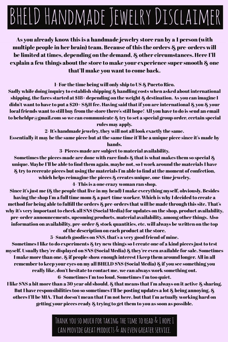 bheldpr's tweet image. 🎆🥳🎉The BHELD Shop is officially opened!🎉🥳🎆

                  ⬇️⬇️⬇️⬇️⬇️⬇️⬇️⬇️⬇️⬇️⬇️⬇️⬇️
                     bheldpr.my-online.store

Bellow there’s some very important information about the store. Thank you for your support, it’s deeply appreciated! 
🙌🏼🌹💜
#BHELDPR
