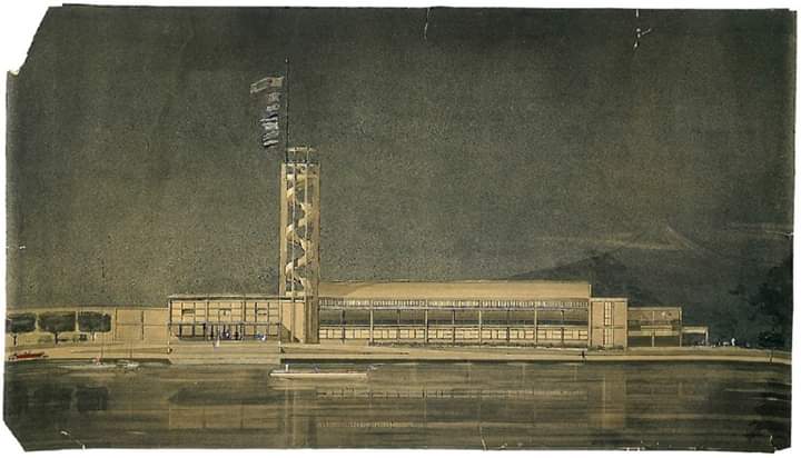 Design for a shooting club...1926
...(pencil, pen, red and blue gouache, Chinese white and sepia wash)
Ernő Goldfinger 1902-1987
#architecture #arquitectura #drawing #ErnoGoldfinger #Goldfinger 
en.wikipedia.org/wiki/Ern%C5%91…