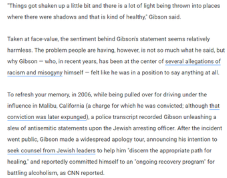 14. Mel GibsonGibson became persona non grata in Hollywood in 2006, after first spewing a string of anti-Semitic comments while he was being arrested on DUI charges and then pleading no contest to hitting the mother of his child.