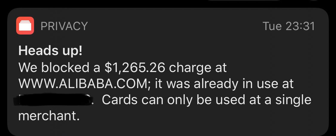 trhall's tweet image. Love using @PrivacyHQ! They saved me from being hit with fraudulent charges and alerted me about it. Love their service and business model. privacy.com/join/95F9A