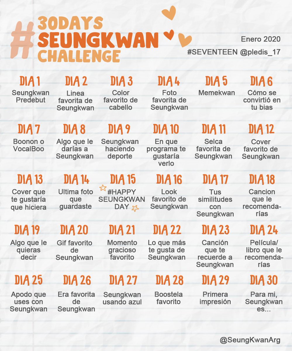 SeungKwanArg's tweet photo. *•.#30DAYS_SEUNGKWAN_CHALLENGE.•*

Empezó enero y eso quiere decir que empezó el mes de #SeungKwan! Celebremos el mes con este challenge 💕

January is here and that means it's #SeungKwan's month! Lest celebrate it with this challenge 💕

#SEVENTEEN #세븐틴 #승관 @pledis_17 https://t.co/RFf5bbLR4t