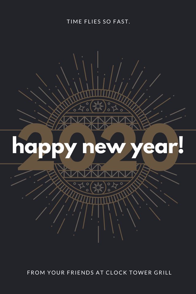 ClockTowerGrll's tweet photo. Wishing each day of your life to be filled with success, happiness and prosperity. Happy 2020! #ClockTowerGrill #barandgrill #bar #grill #denver #Colorado #burger #cheeseburger #happyhour #shots #drinks #booze #happynewyear https://t.co/8gGzbV4sZm