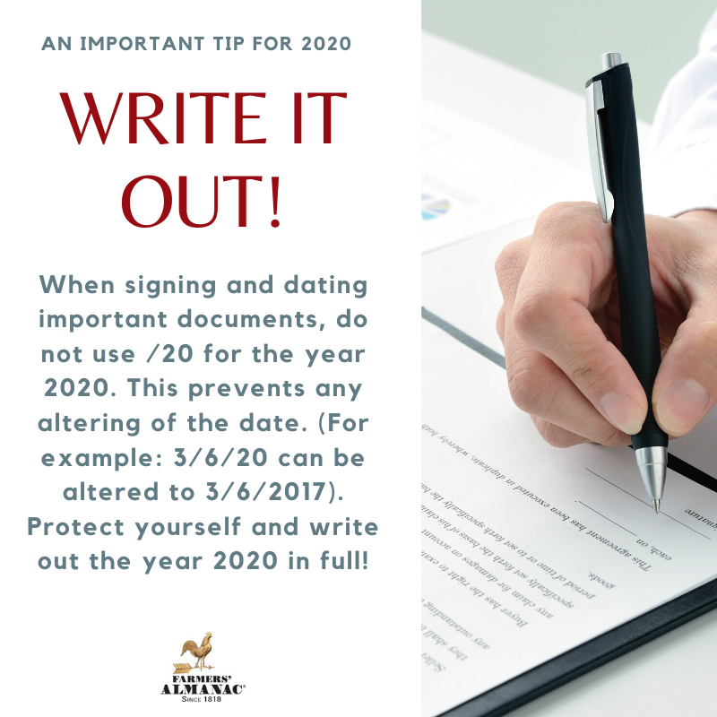 FarmersAlmanac's tweet photo. Some helpful advice for #2020! https://t.co/P53T9CJuW7