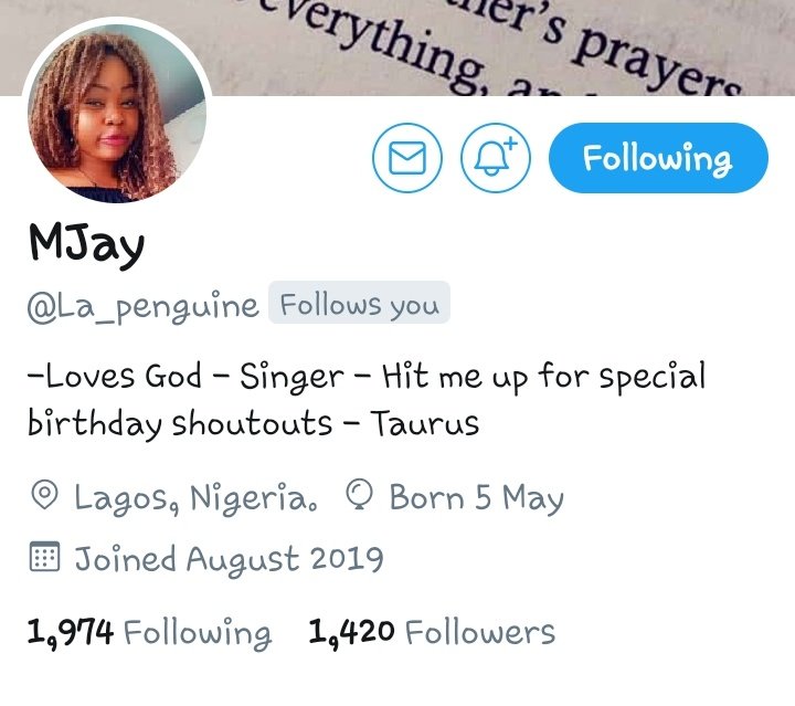 @Tymdan__ @La_penguine @MazeMan700 @MRtim__1911 @Shieldsworth I wanted to follow her just for that... only to realise that she and I are already following each other. 
Eh-nhe!
I for say, na reasonable people I dey roll with on this app.
Better lady, your 2020 (and beyond) is blessed.