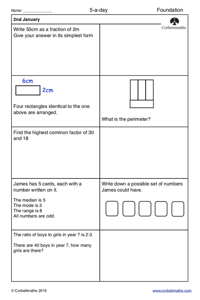 Corbettmaths's tweet photo. Studying for Foundation GCSE Maths? Try today's Foundation or the challenging Foundation Plus #maths5aday answers: https://t.co/sVLNKxUe8M https://t.co/KuTnsc6V6T
