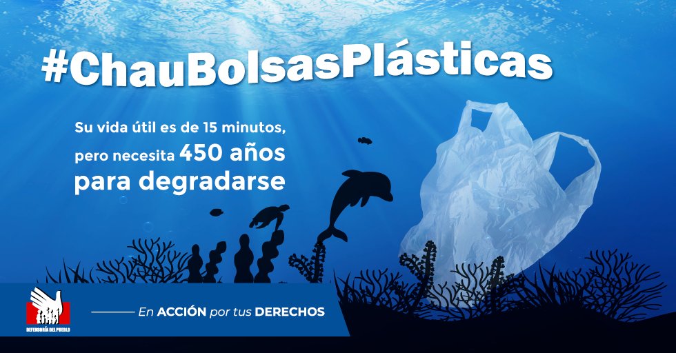 Defensoria_Peru's tweet photo. 📢RECUERDA: Desde 2020, el impuesto a la adquisición de bolsas plásticas aumentará a S/.0.20 para desincentivar su uso, proteger el ambiente y la vida de millones de peces, mamíferos y aves marinas que mueren al ingerirlas. ¡Evita usarlas! 
#ChauBolsasPlásticas 🌎🌱🌊 https://t.co/mTmsNuilvv